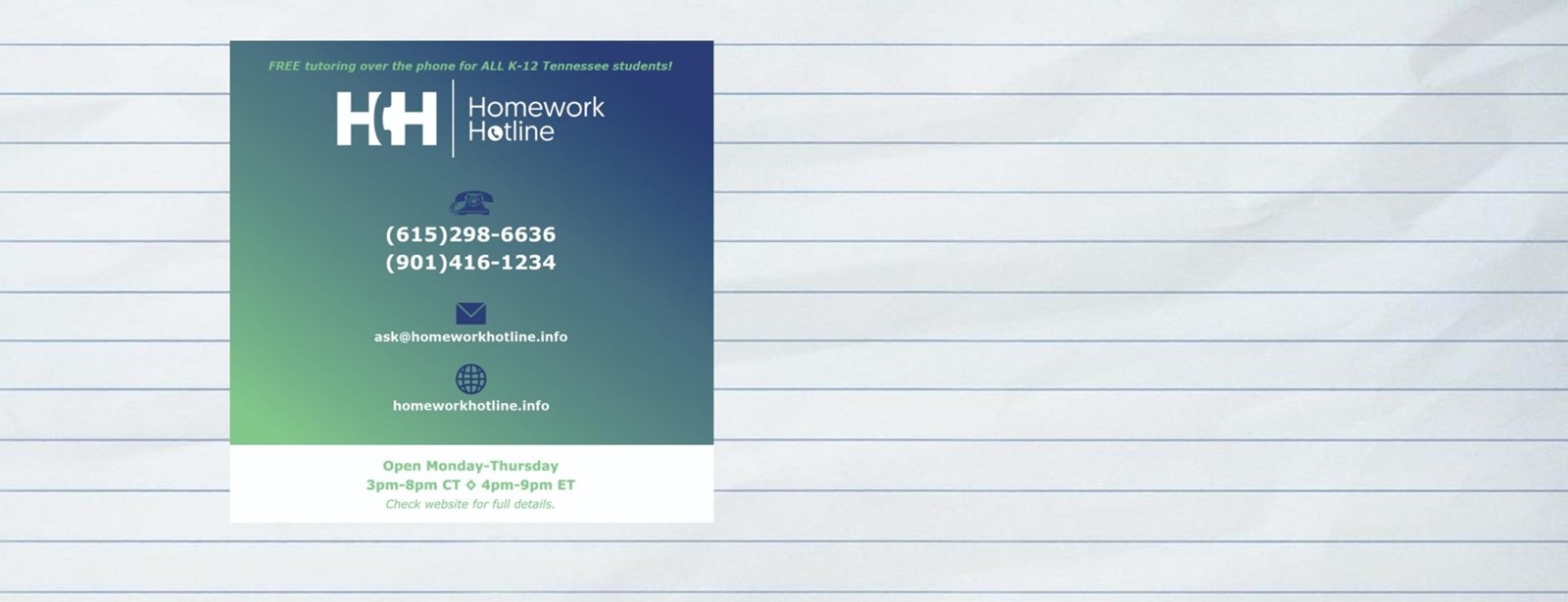 Homework Hotline Info